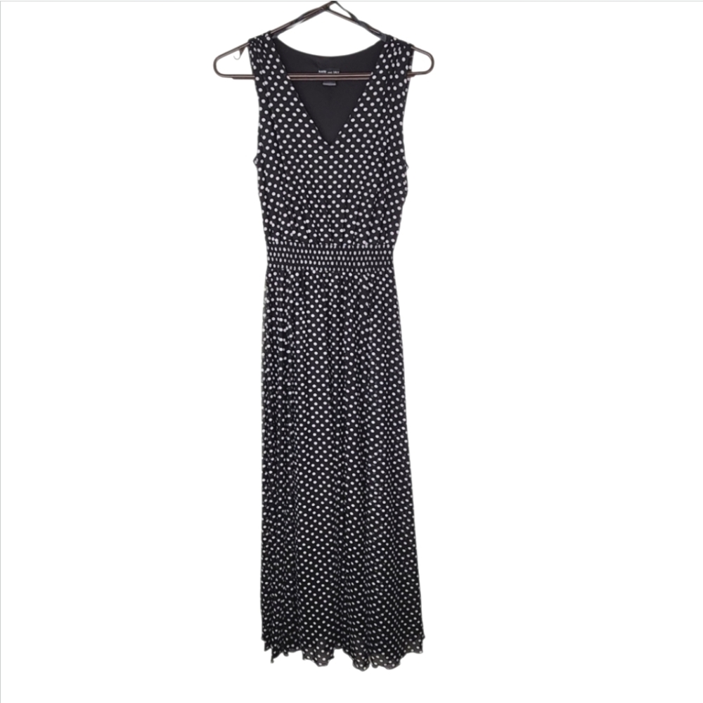 Kate & Lily Black & White Polkadot Fit & Flare Sleeveless Midi Dress Size 8